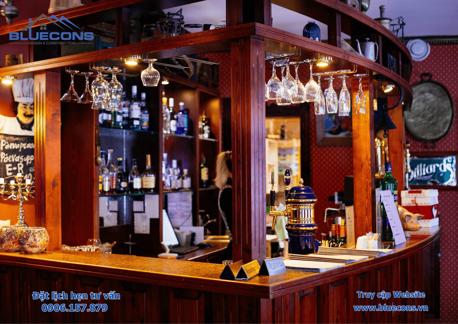 Gỗ công nghiệp làm quầy bar