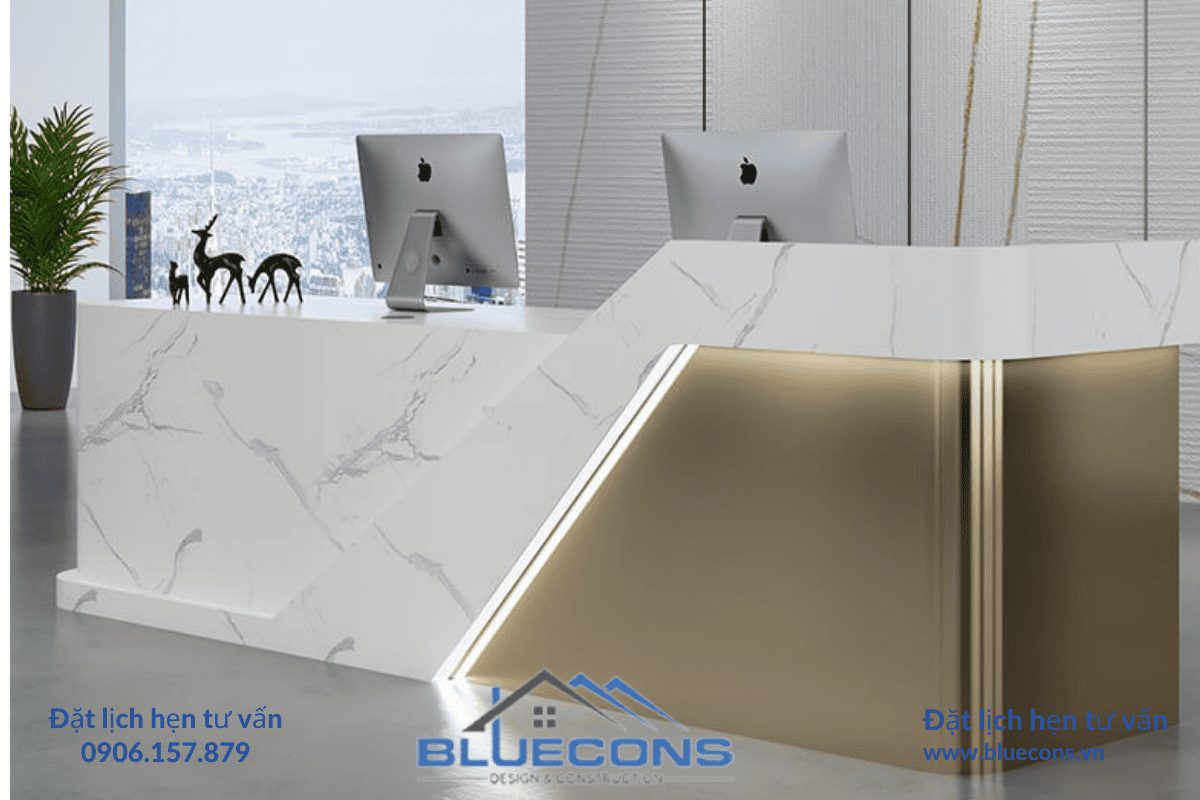 Quầy Lễ Tân Đẹp BlueCons- Trãi Nghiệm Sang Trọng