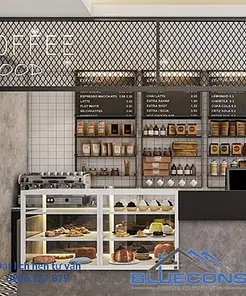 Thiết Kế Nội Thất Quầy Cafe BLUECONS-Sáng Tạo Và Đẳng Cấp QCF017
