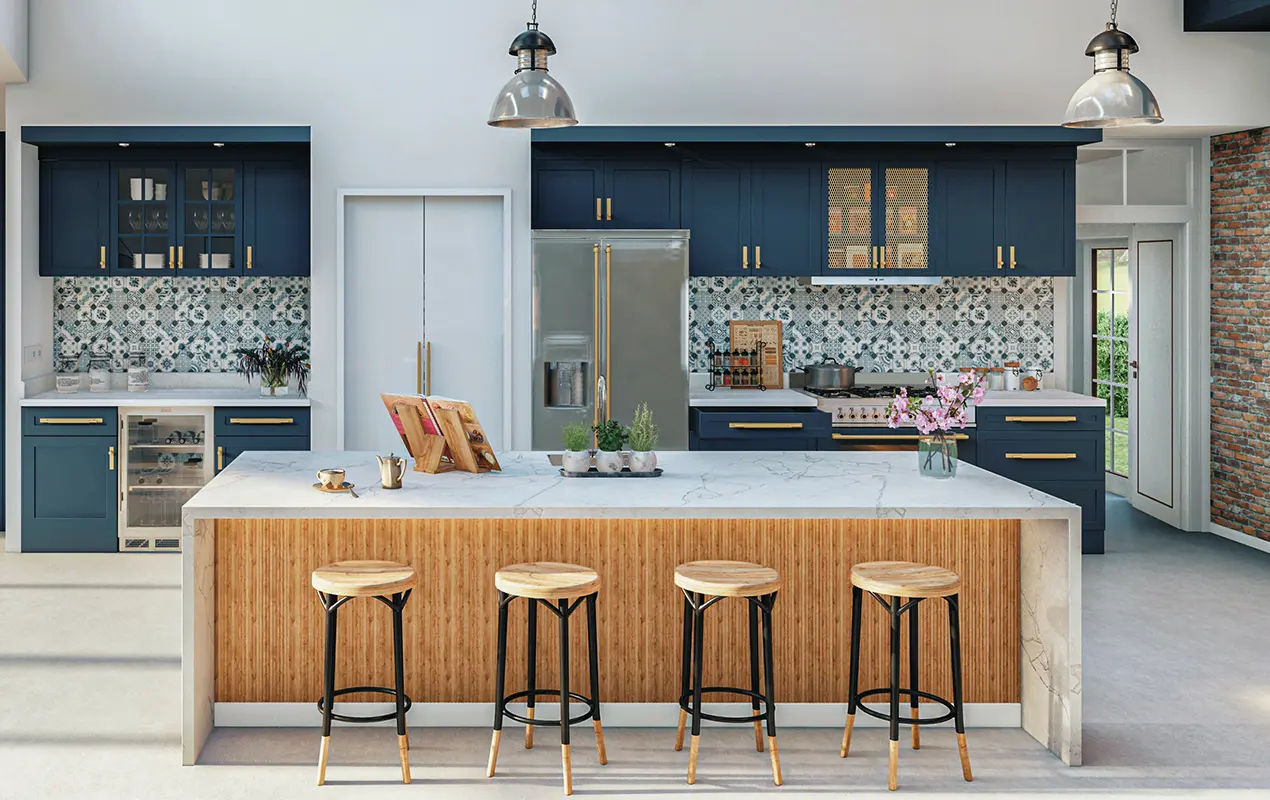 Bàn đảo bếp kết hợp quầy bar