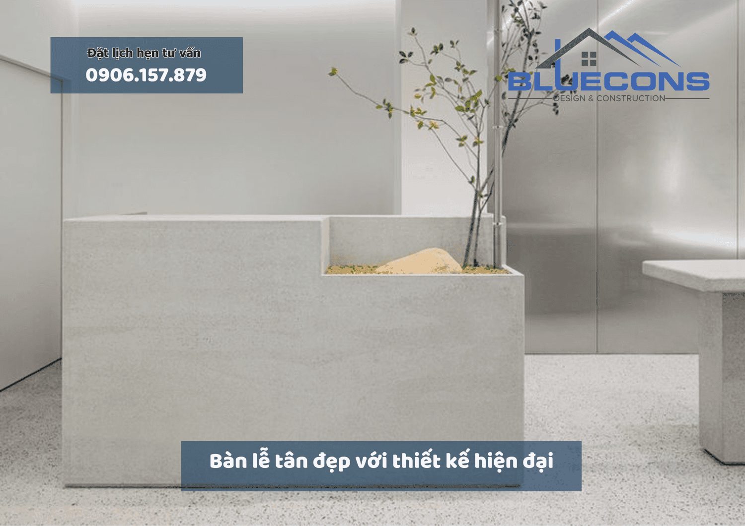 Bàn lễ tân đẹp với thiết kế hiện đại sang trọng mới nhất 2024