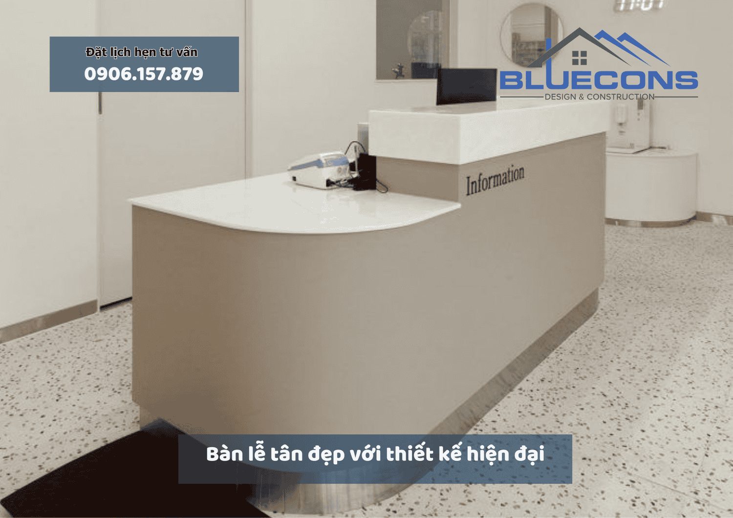 Bàn lễ tân đẹp với thiết kế hiện đại sang trọng mới nhất 2024
