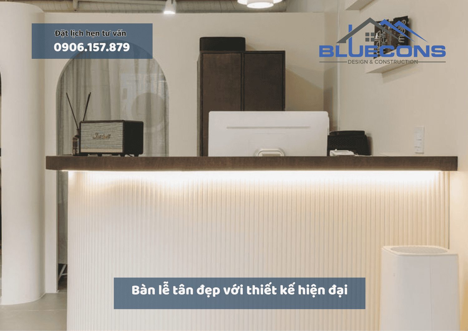 Bàn lễ tân đẹp với thiết kế hiện đại sang trọng mới nhất 2024