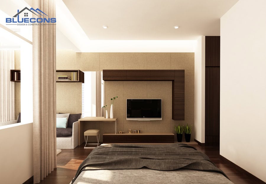 Kệ gỗ công nghiệp đẹp cho phòng ngủ