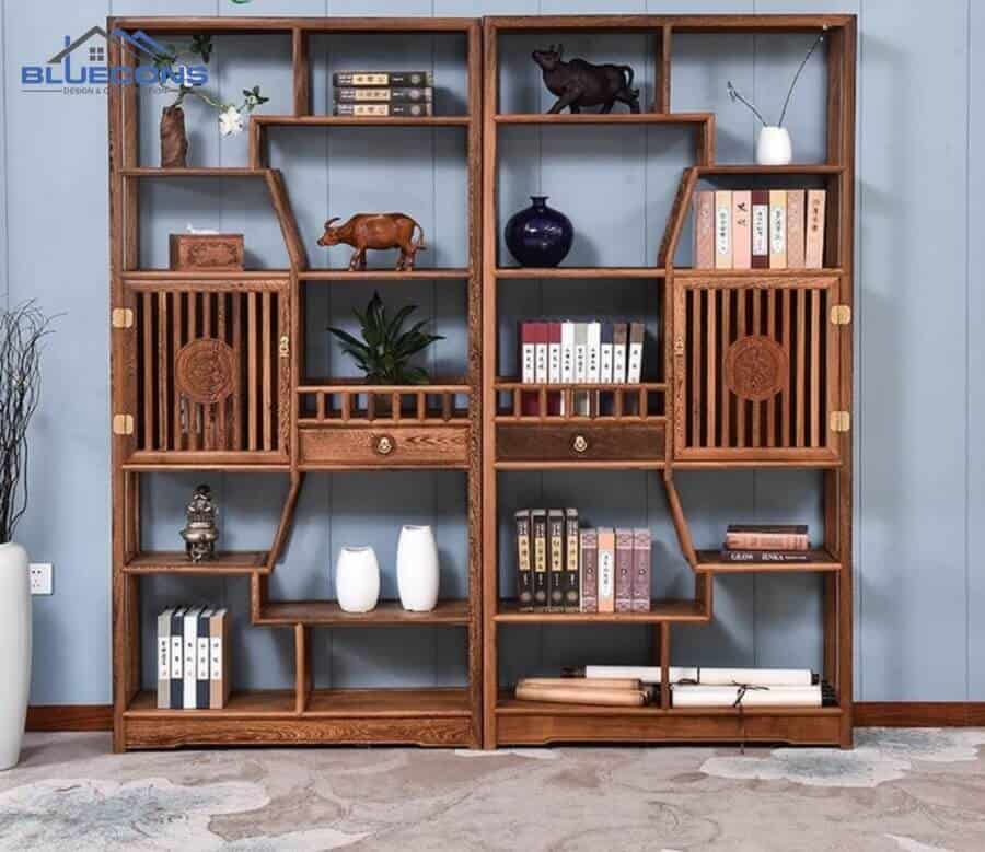 Kệ gỗ trang trí tăng tính hiện đại cho không gian
