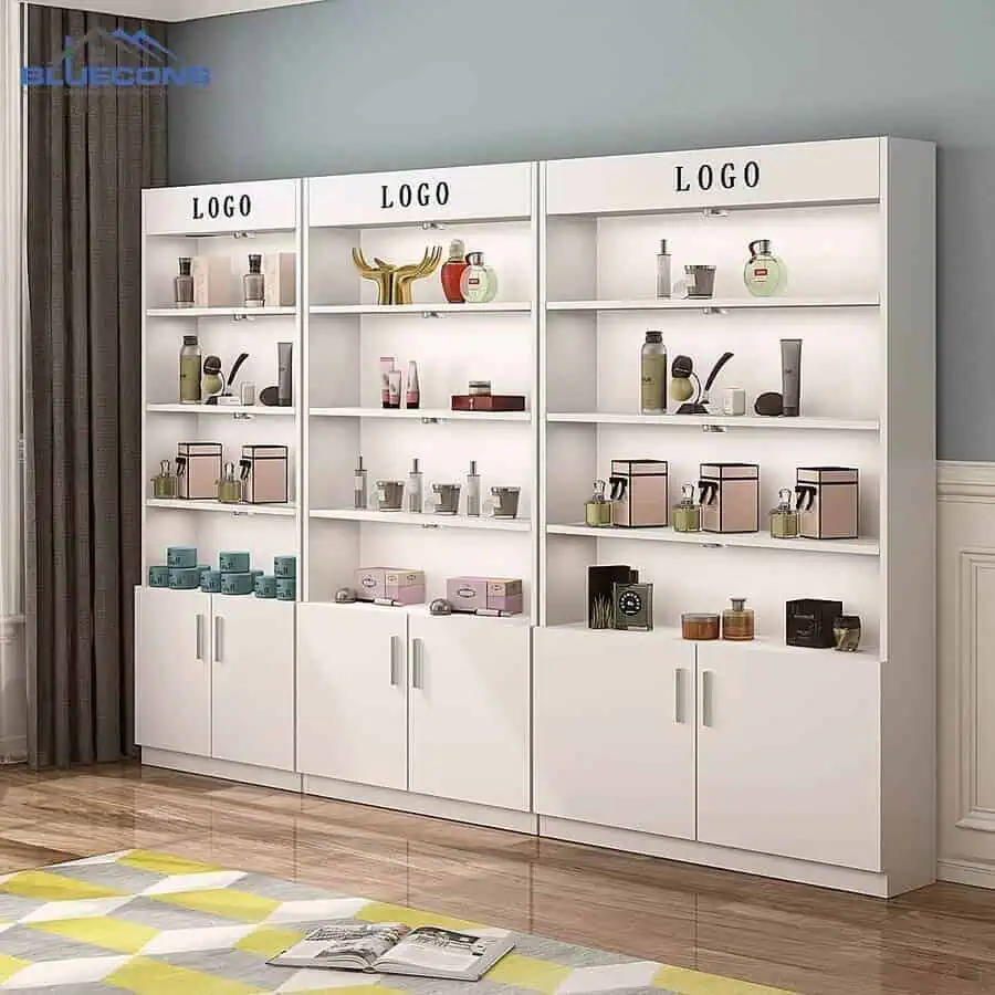 99+ Mẫu Kệ Trưng Bày Mỹ Phẩm Hot Nhất 2024 Tại Bluecons 4 Kệ trưng bày mỹ phẩm màu trắng sang trọng