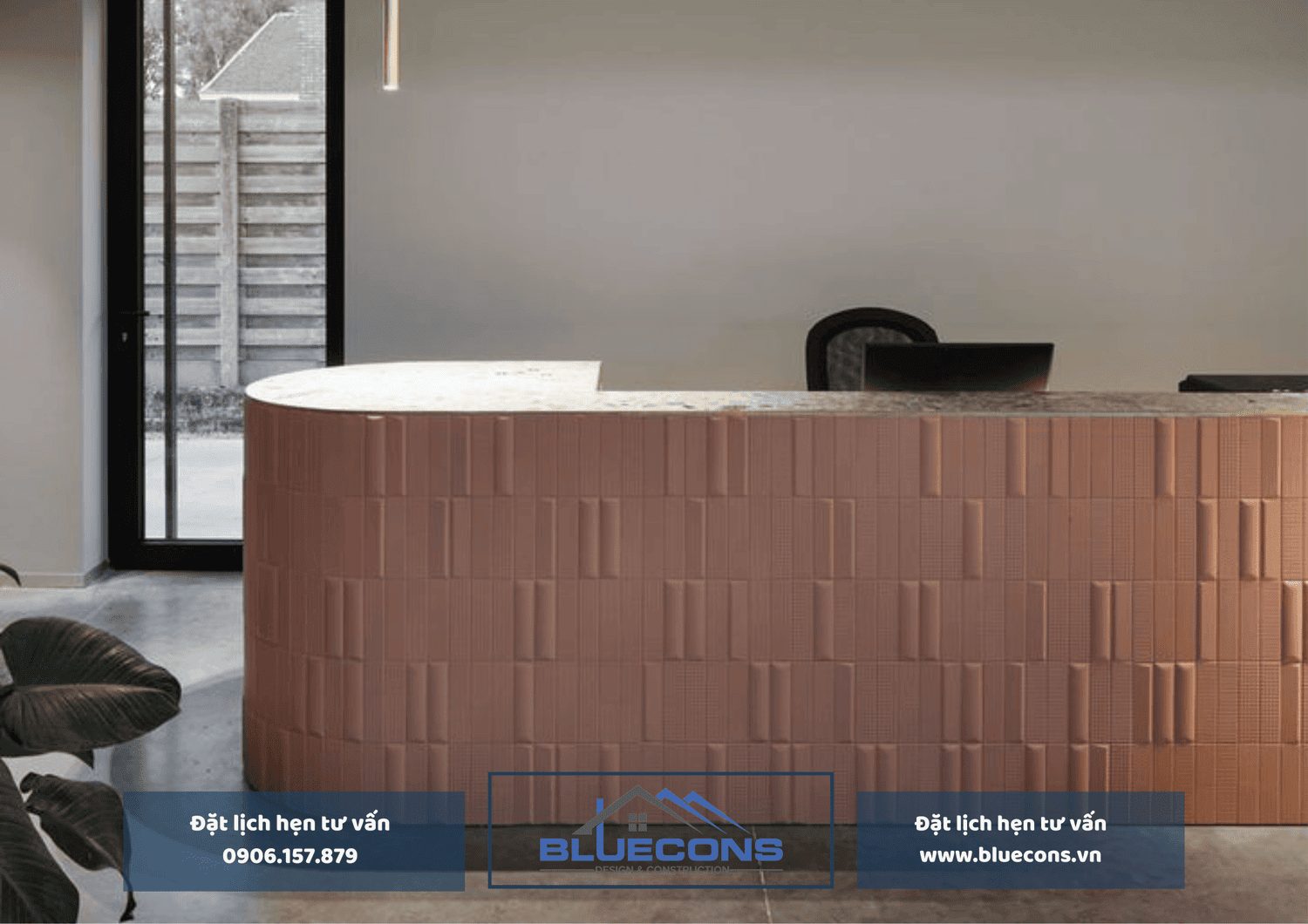 Mẫu bàn lễ tân đẹp với thiết kế độc đáo tại Bluecons