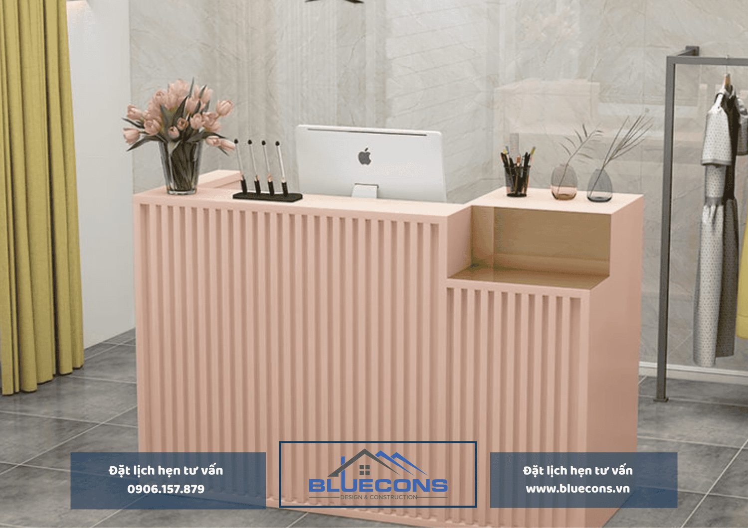 Mẫu bàn lễ tân đẹp với thiết kế độc đáo tại Bluecons