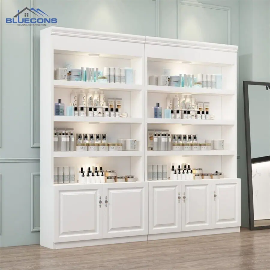 99+ Mẫu Kệ Trưng Bày Mỹ Phẩm Hot Nhất 2024 Tại Bluecons 8 Mẫu kệ đựng mỹ phẩm có đèn led sang trọng