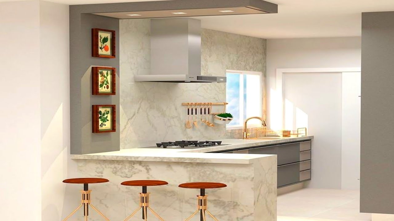 Mẫu quầy bar bếp đơn giản