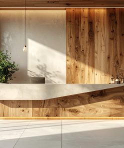 Mẫu quầy lễ tân gỗ công nghiệp hiện đại (1)