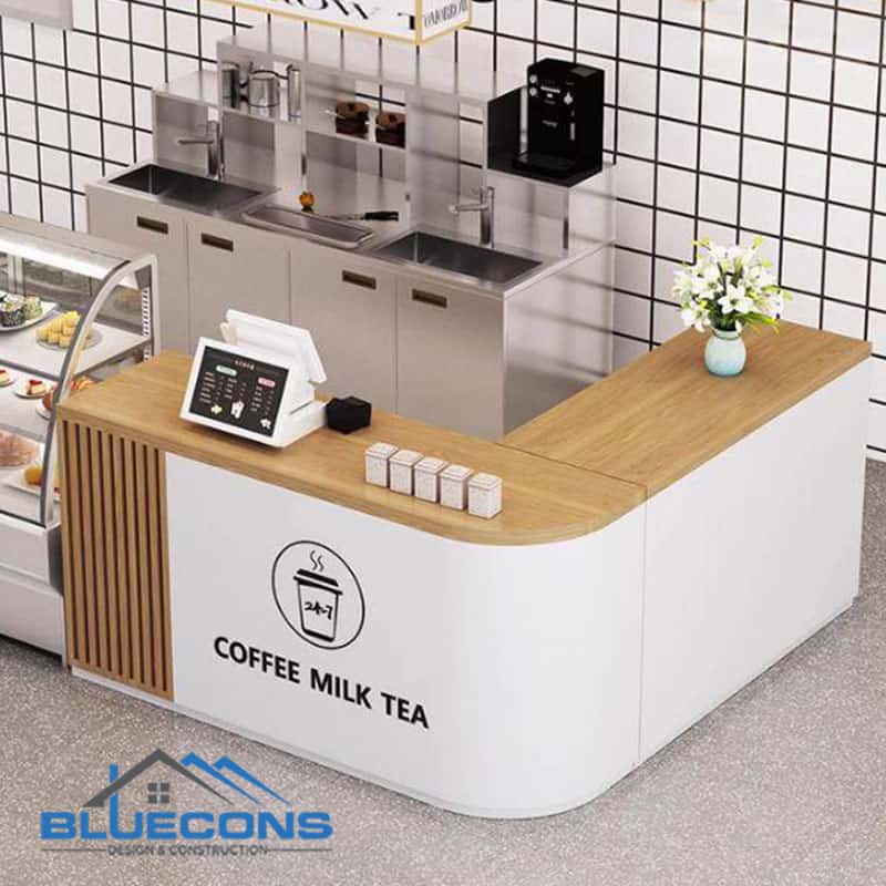 Quầy Cà Phê Bo Cong Bắt Mắt QCF034 Quầy Cà Phê Bo Cong Bắt Mắt QCF034