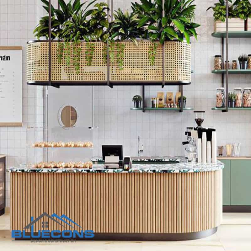 Quầy Cà Phê Bo Cong Chạy Rãnh Ấn Tượng QCF031 Quầy Cà Phê Bo Cong Chạy Rãnh Ấn Tượng QCF031