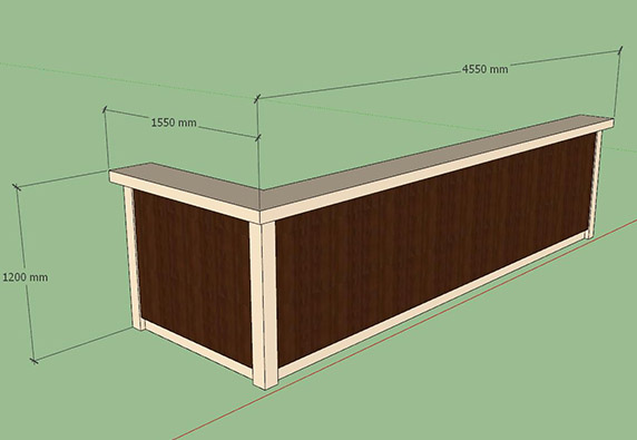 Quầy Cafe Chữ L Bo Cong Ấn Tượng QCF008 3 Quầy Cafe Chữ L Bo Cong Ấn Tượng QCF008 3