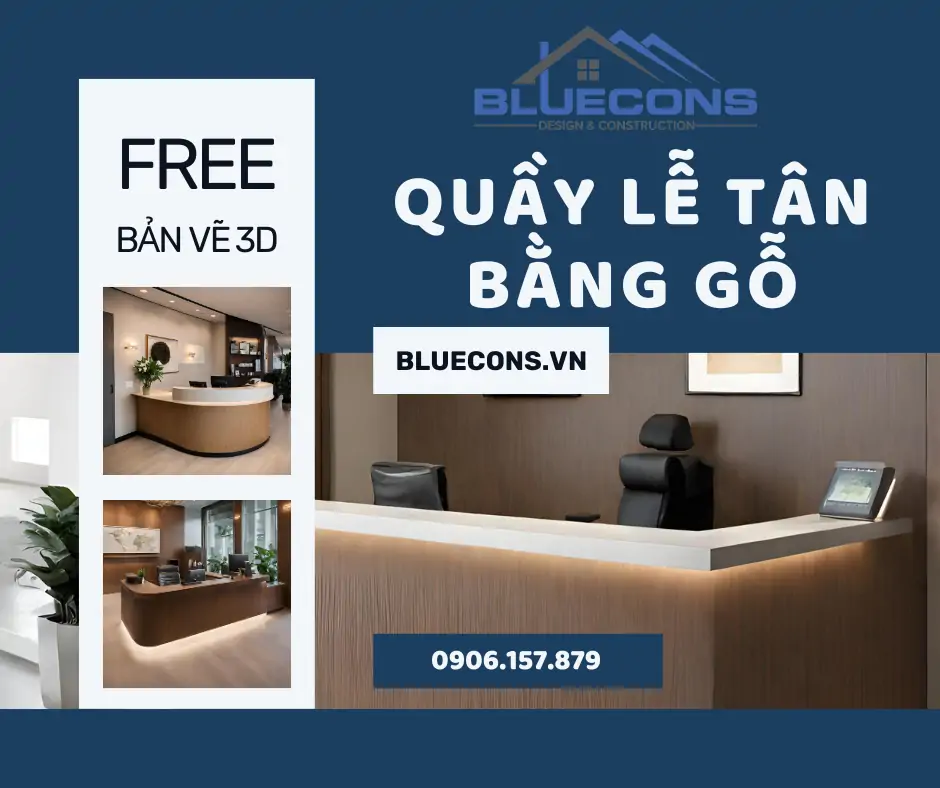 Quầy lễ tân bằng gỗ, mẫu quầy lễ tân gỗ độc đáo được ưa chuộng nhất năm 2024