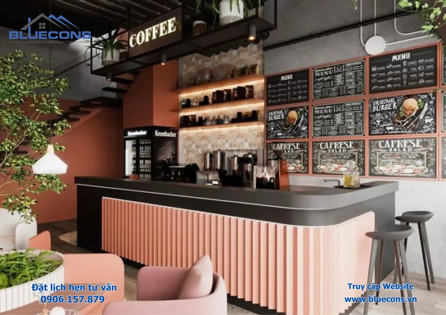 Ấn tượng với mẫu quầy pha chế cafe đẹp