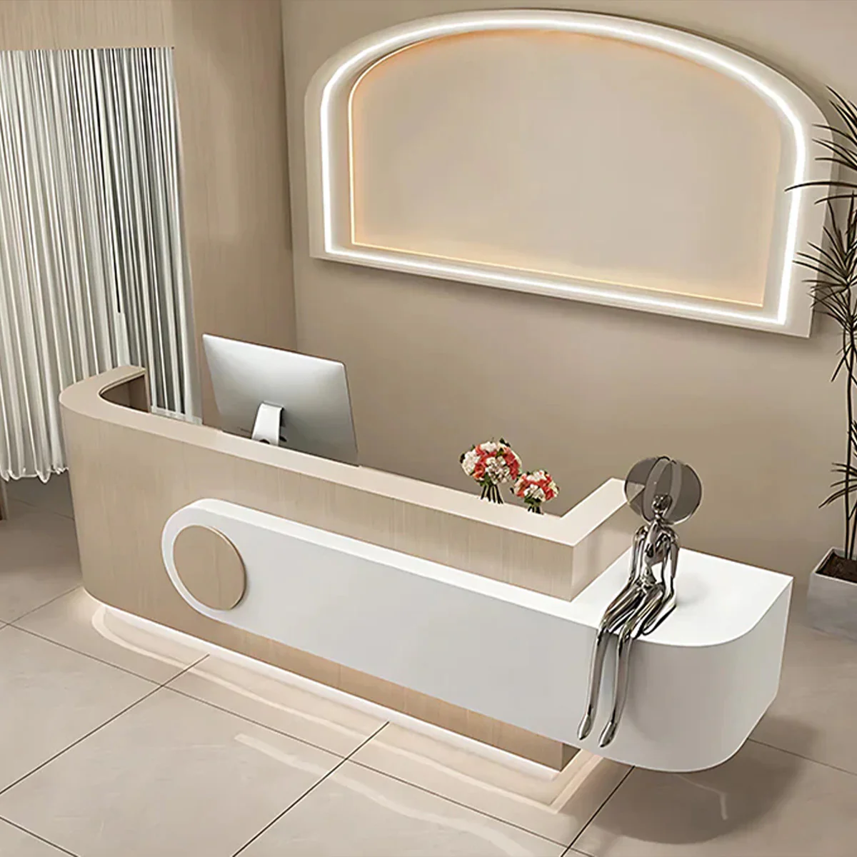 Quầy Thu Ngân Chữ L Bo Cong Ấn Tượng QTN024 3