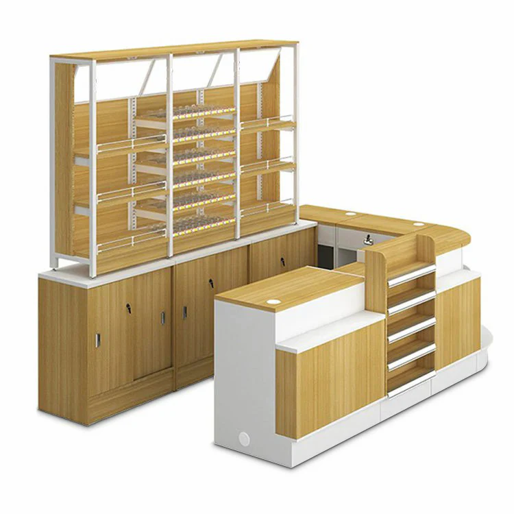 Quầy Thu Ngân Chữ L Có Kệ Để Đồ Tiện Dụng QTN034 2