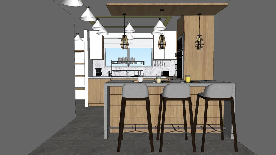 Quầy bar bếp sketchup 3 Quầy bar bếp sketchup 3