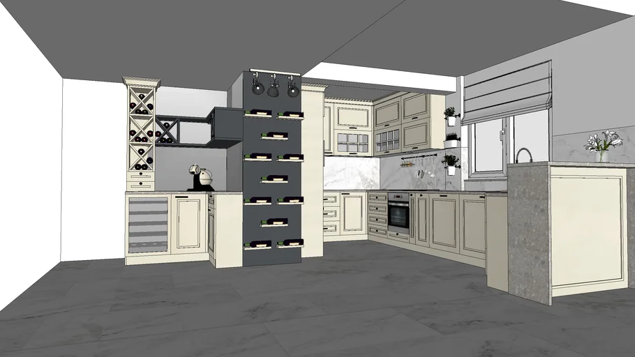 Quầy bar bếp sketchup 4 Quầy bar bếp sketchup 4