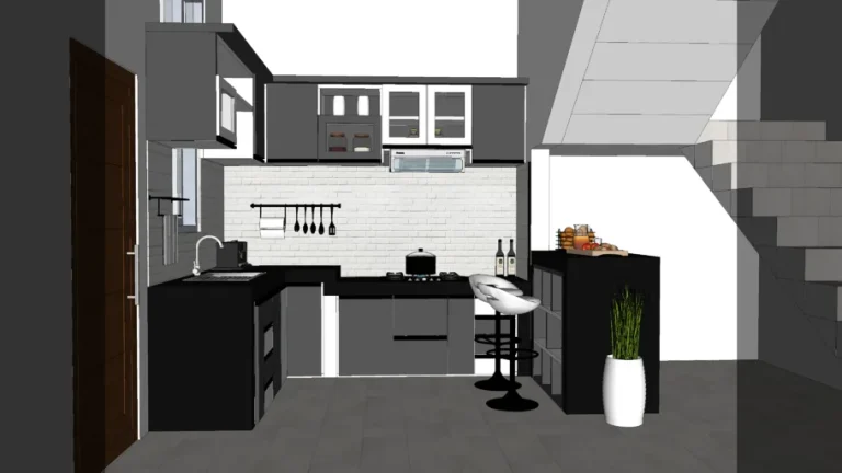 Quầy bar bếp sketchup