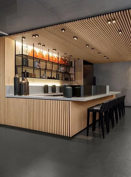 Quầy Bar Quán Cafe Xu Hướng Mới Trong Thiết Kế Cập Nhật Năm 2024 6 Quầy bar cafe được Bluecons sử dụng gỗ nguyên bản cao cấp