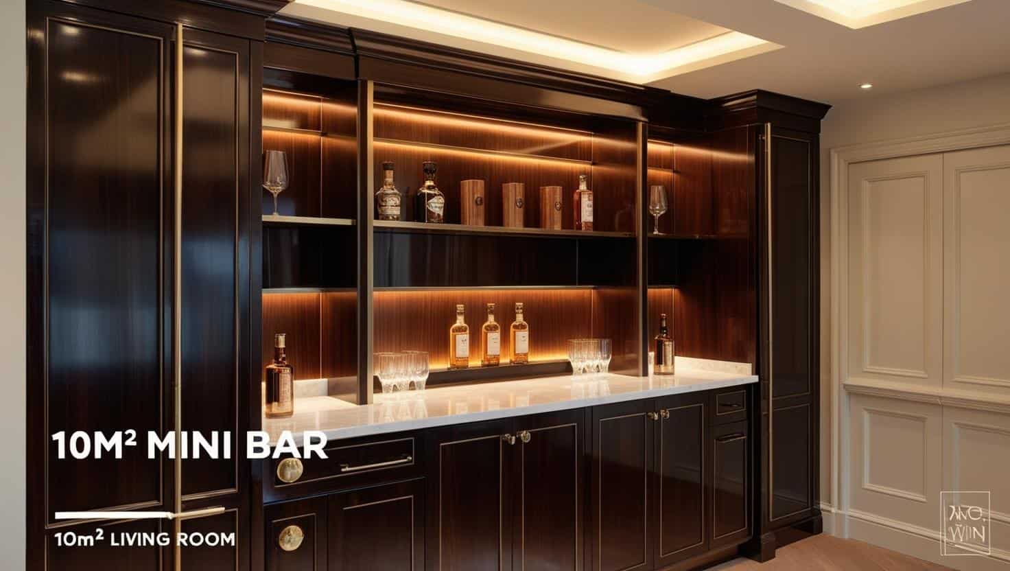 Quầy bar mini phòng khách 10m2 (11) Quầy bar mini phòng khách 10m2 (11)