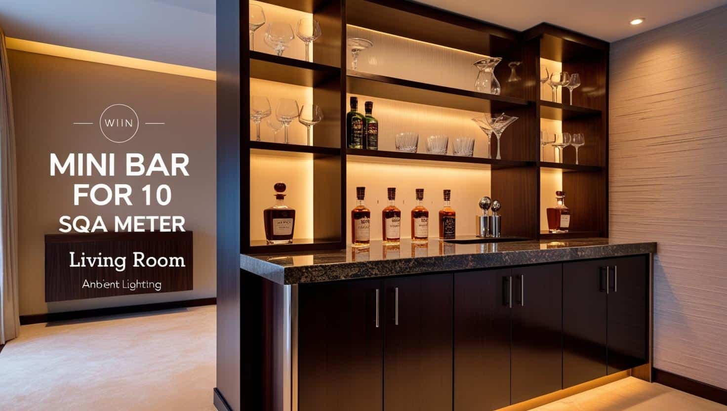 Quầy bar mini phòng khách 10m2 (17) Quầy bar mini phòng khách 10m2 (17)