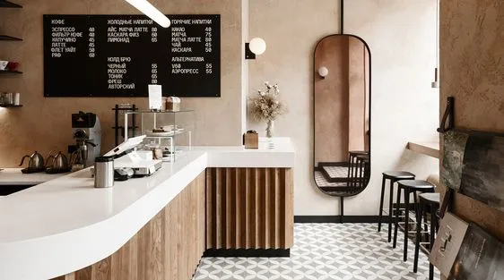 Quầy cà phê gỗ sang trọng