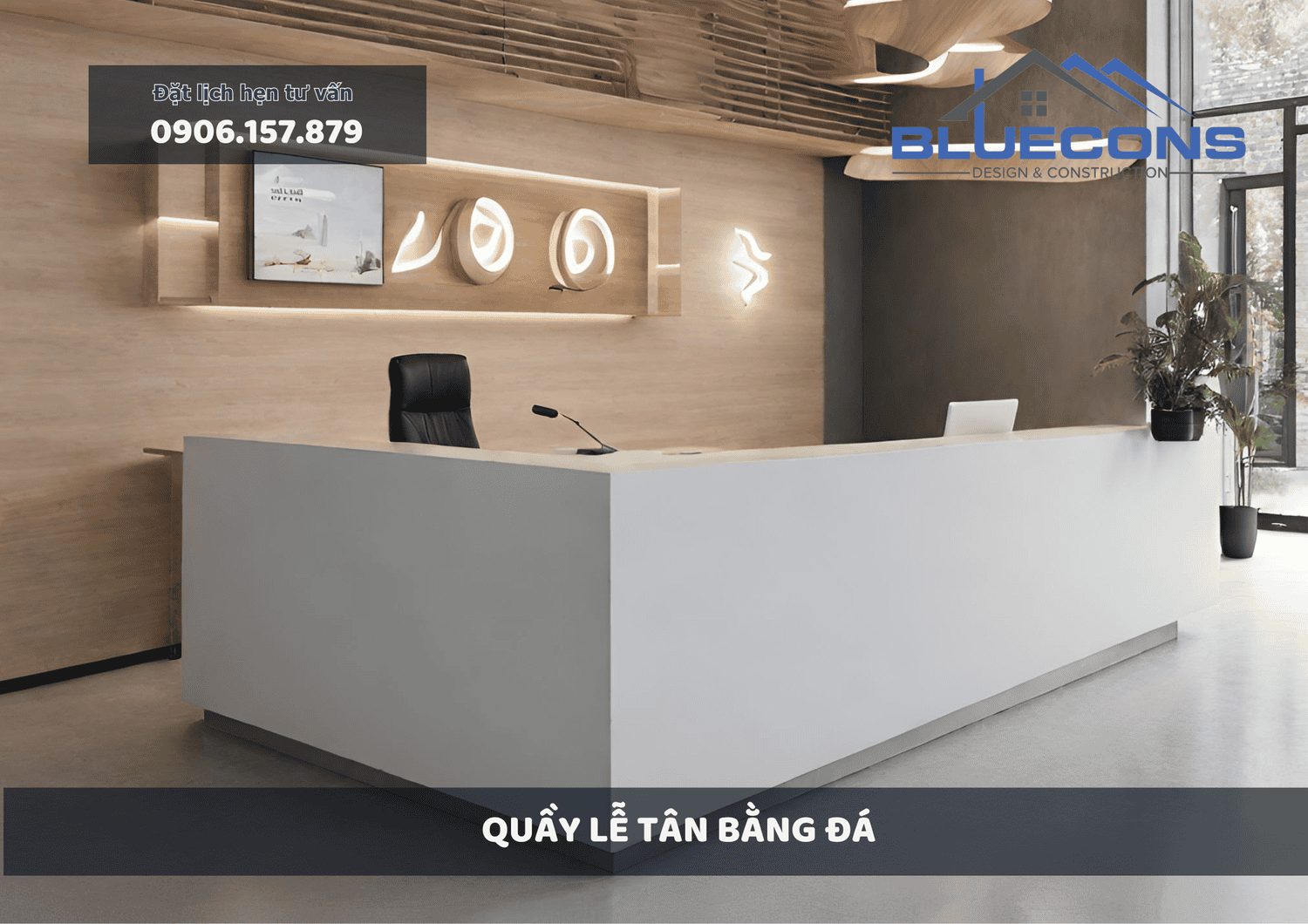 Quầy lễ tân bằng đá thu hút tài vận bạn nên sở hữu