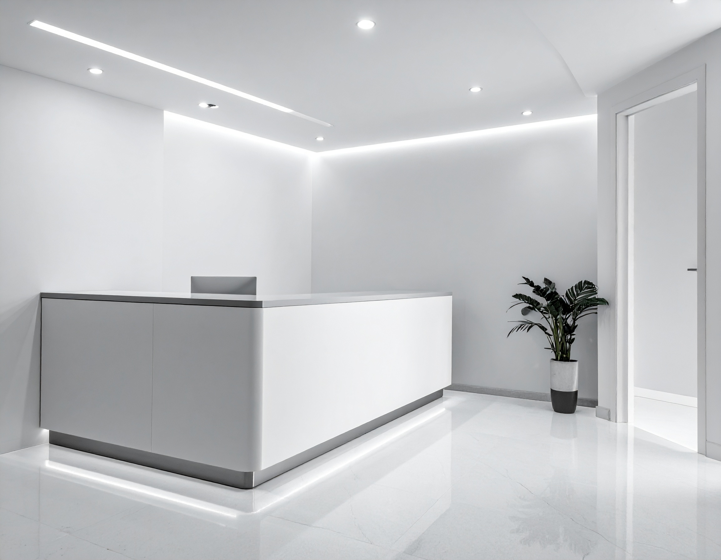 Quầy lễ tân chữ L tiết kiệm diện tích (2) Quầy lễ tân chữ L tiết kiệm diện tích (2)