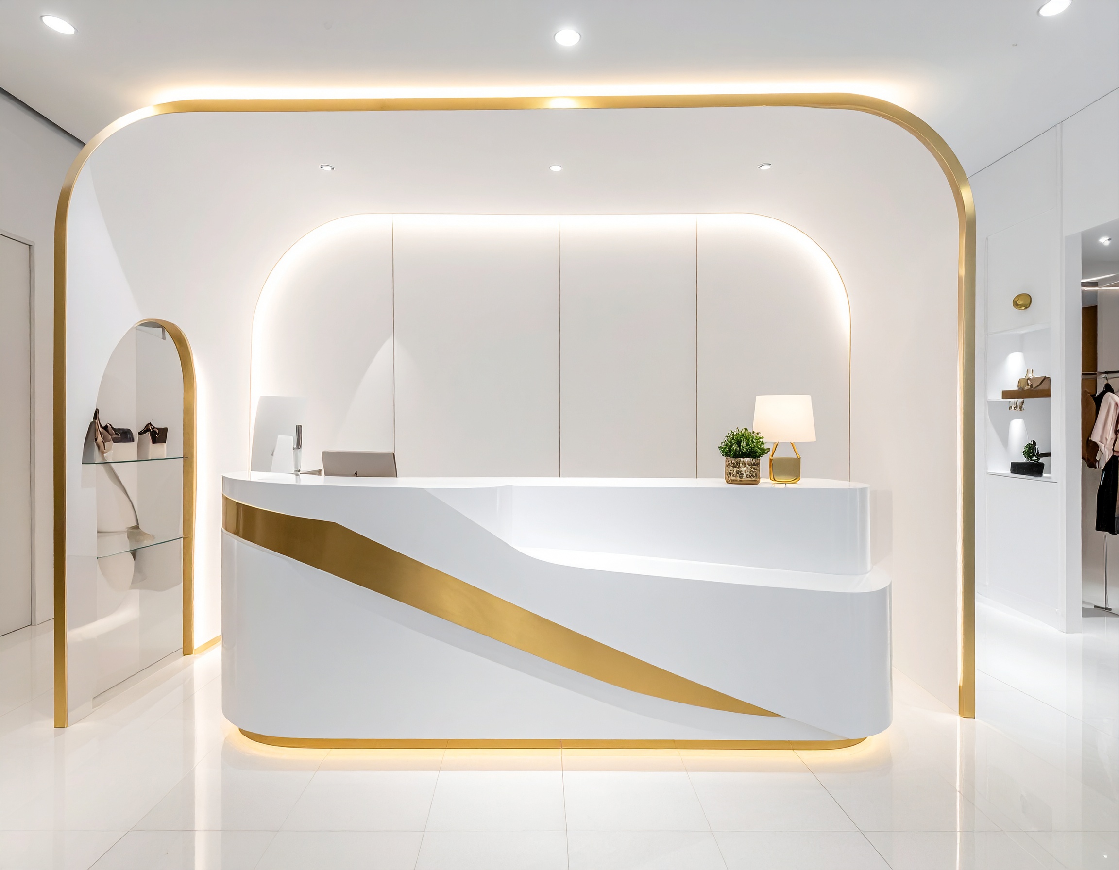 Quầy lễ tân chữ L tiết kiệm diện tích (5) Quầy lễ tân chữ L tiết kiệm diện tích (5)