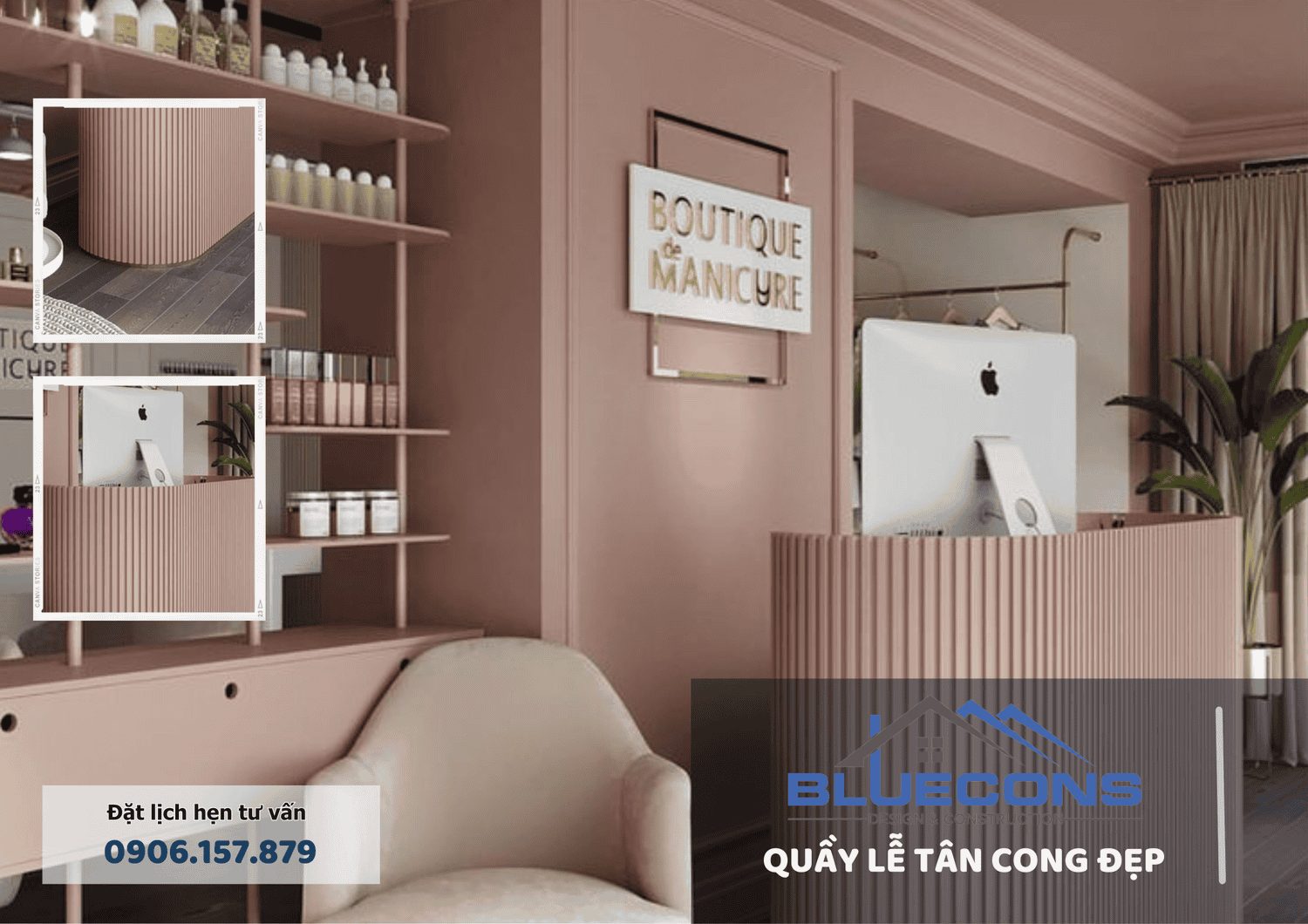 Quầy lễ tân cong đẹp, thiết kế quầy lễ tân giá rẻ thịnh hành 2024