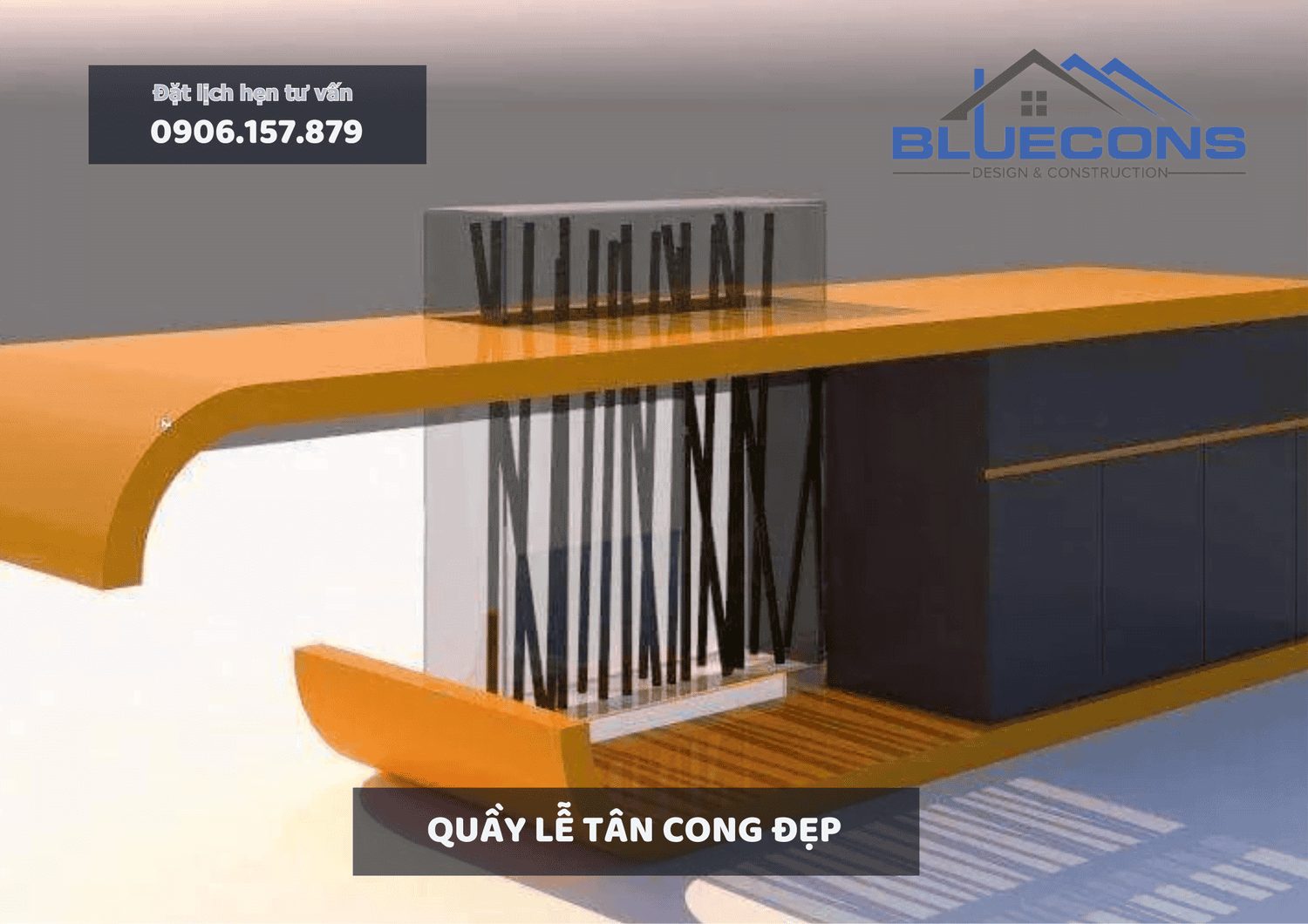 Quầy lễ tân cong đẹp, thiết kế quầy lễ tân giá rẻ thịnh hành 2024