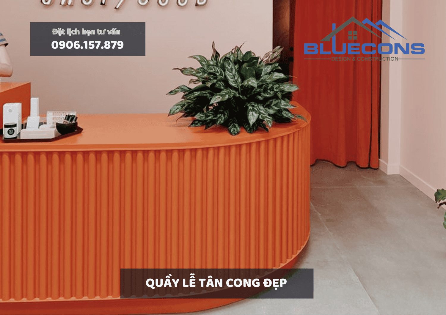 Quầy lễ tân cong đẹp, thiết kế quầy lễ tân giá rẻ thịnh hành 2024