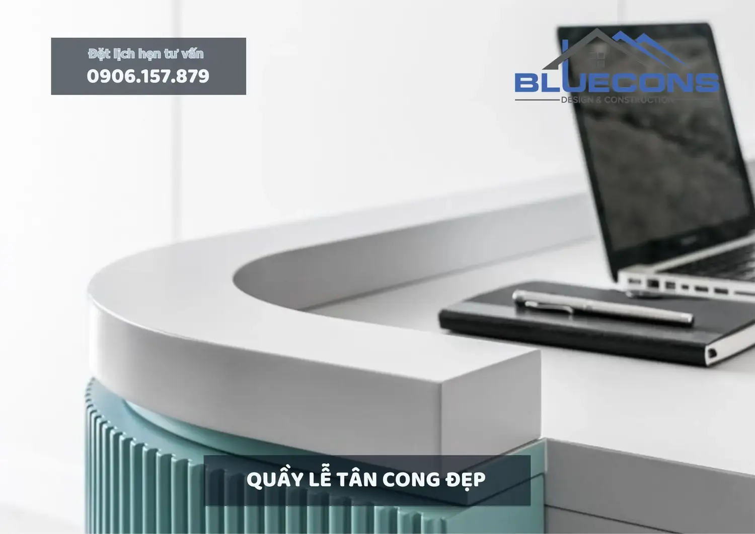 Quầy lễ tân cong đẹp, thiết kế quầy lễ tân giá rẻ thịnh hành 2024 6 Quầy lễ tân cong đẹp, thiết kế quầy lễ tân giá rẻ thịnh hành 2024