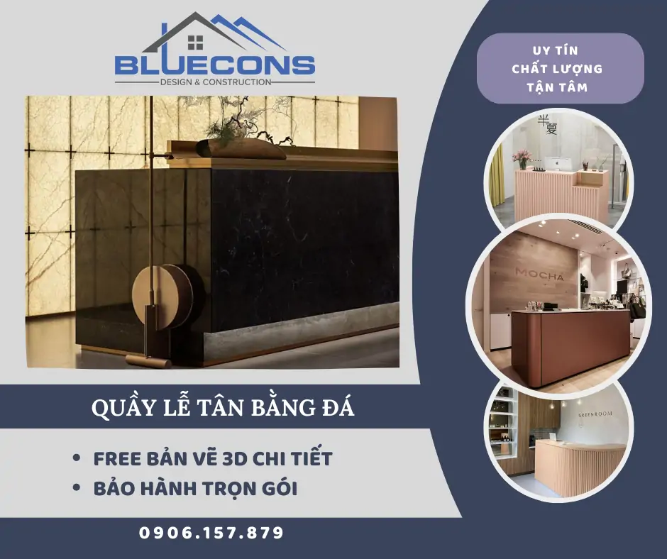 Quầy lễ tân bằng đá thu hút tài vận bạn nên sở hữu