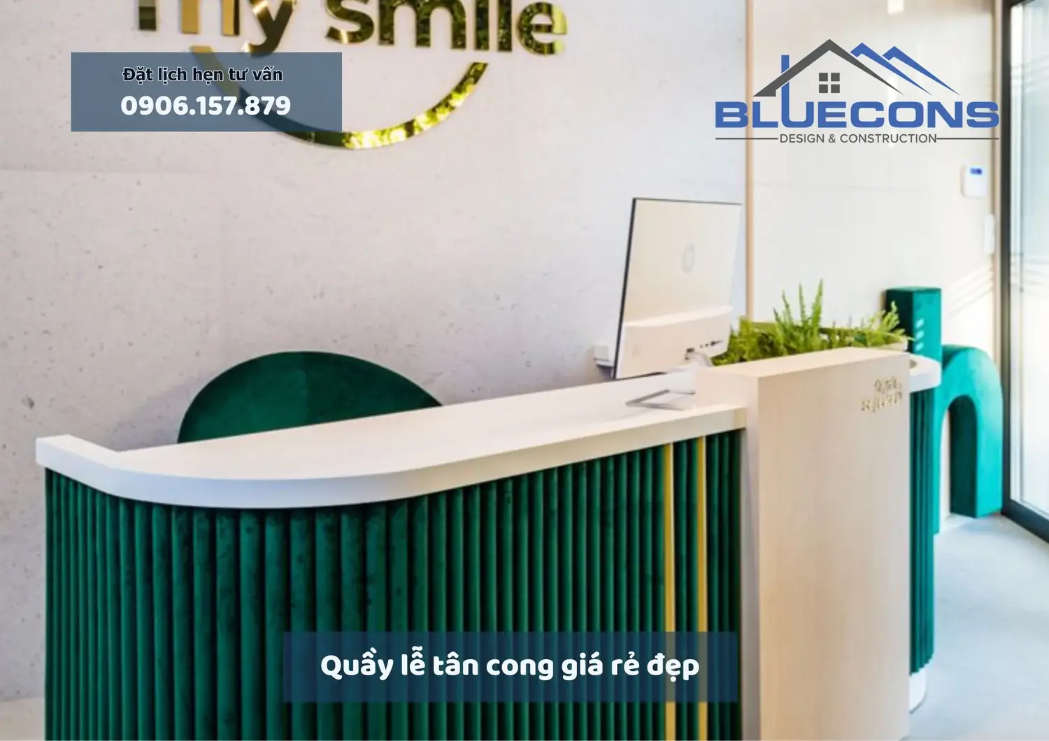 Quầy lễ tân cong giá rẻ đẹp, thiết kế thi công quầy lễ tân cong giá rẻ nhất 2024 7 Quầy lễ tân cong giá rẻ đẹp, thiết kế thi công quầy lễ tân cong giá rẻ nhất 2024