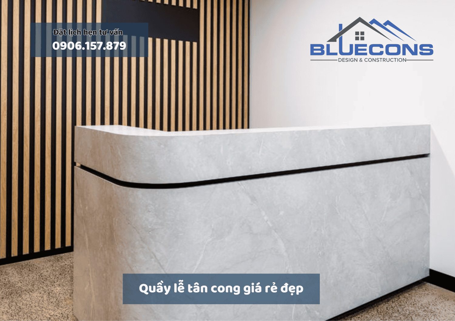 Quầy lễ tân cong giá rẻ đẹp, thiết kế thi công quầy lễ tân cong giá rẻ nhất 2024