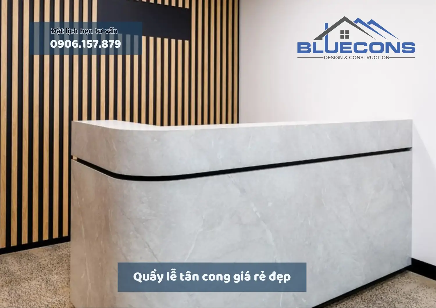 Quầy lễ tân cong giá rẻ đẹp, thiết kế thi công quầy lễ tân cong giá rẻ nhất 2024 4 Quầy lễ tân cong giá rẻ đẹp, thiết kế thi công quầy lễ tân cong giá rẻ nhất 2024