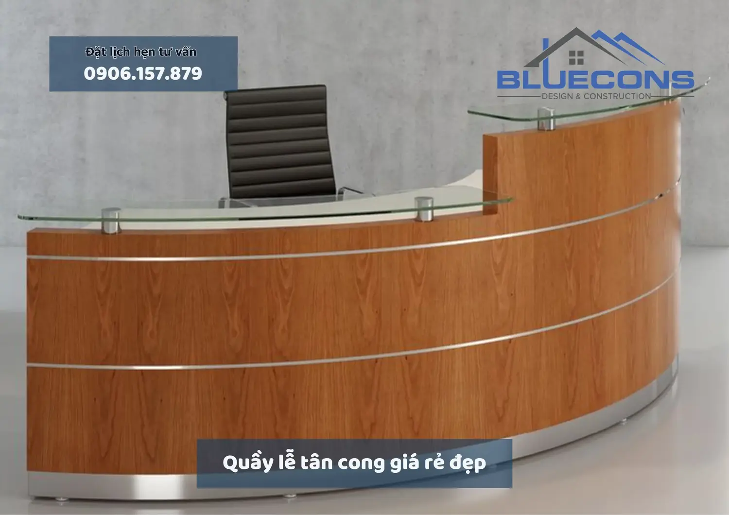 Quầy lễ tân cong giá rẻ đẹp, thiết kế thi công quầy lễ tân cong giá rẻ nhất 2024 3 Quầy lễ tân cong giá rẻ đẹp, thiết kế thi công quầy lễ tân cong giá rẻ nhất 2024