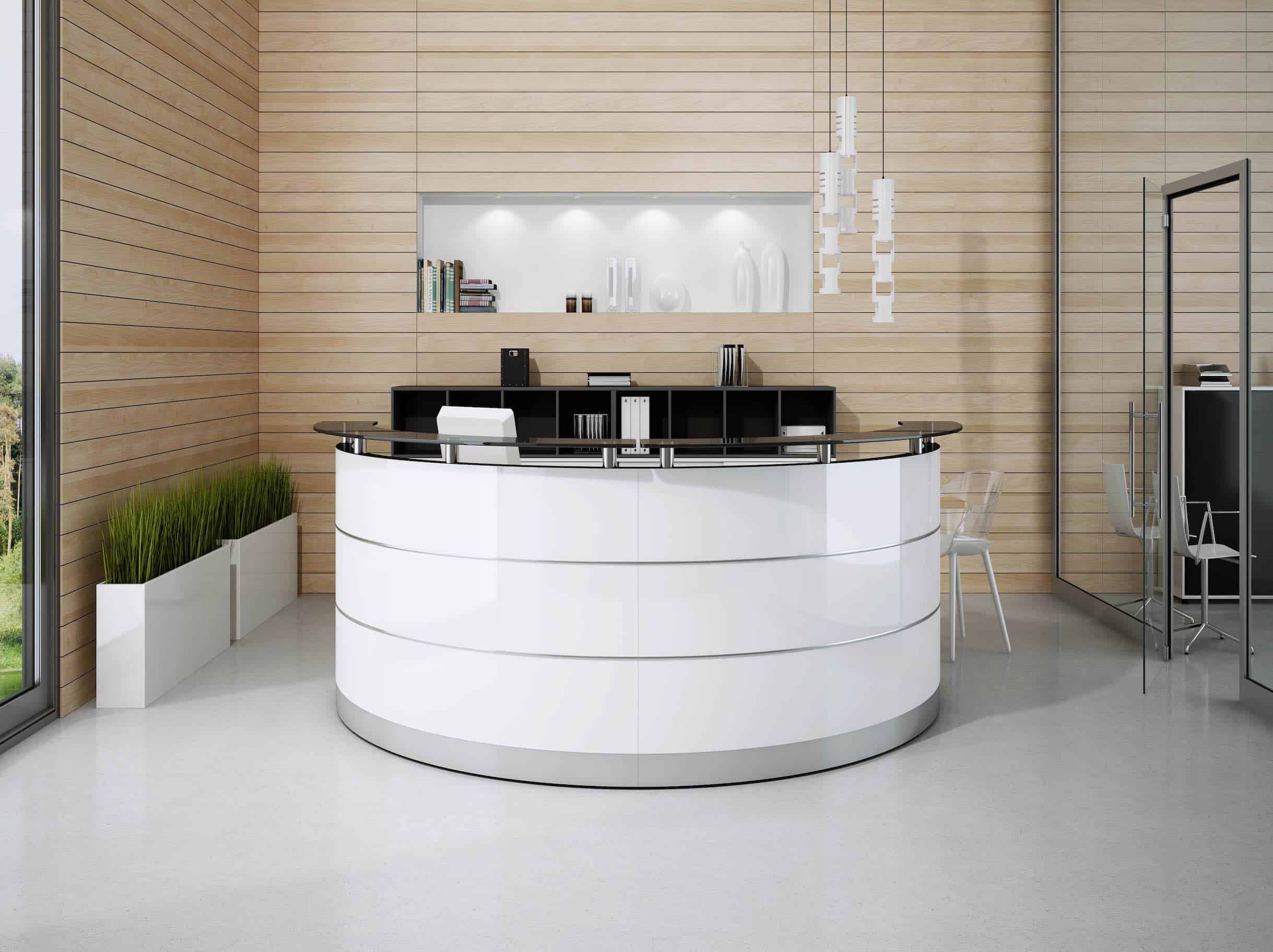 Quầy lễ tân gỗ MDF phủ melamine 2 Quầy lễ tân gỗ MDF phủ melamine 2