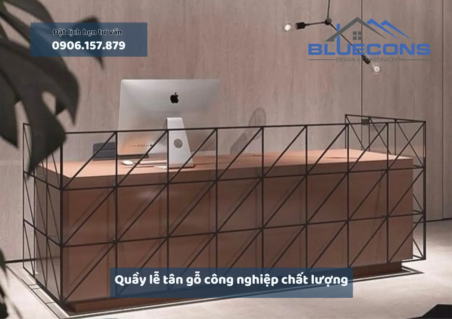 Quầy lễ tân gỗ công nghiệp chất lượng thiết kế sang trọng thịnh hành 2024 6 Quầy lễ tân gỗ công nghiệp chất lượng thiết kế sang trọng thịnh hành 2024