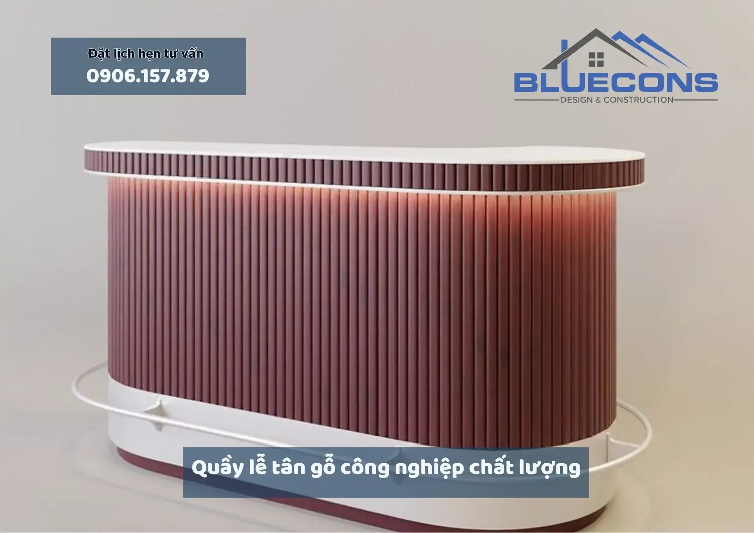Quầy lễ tân gỗ công nghiệp chất lượng thiết kế sang trọng thịnh hành 2024 2 Quầy lễ tân gỗ công nghiệp chất lượng thiết kế sang trọng thịnh hành 2024