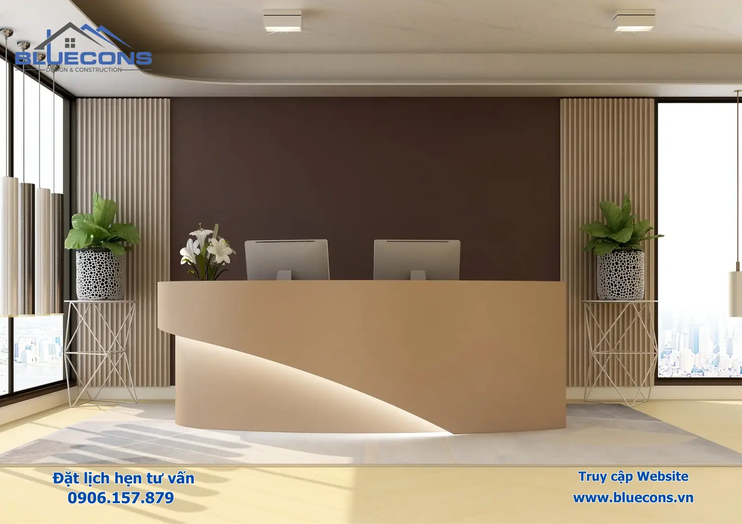 Quầy lễ tân gỗ hiện đại, bàn quầy lễ tân gỗ sang trọng 4 Quầy lễ tân gỗ hiện đại, bàn quầy lễ tân gỗ sang trọng