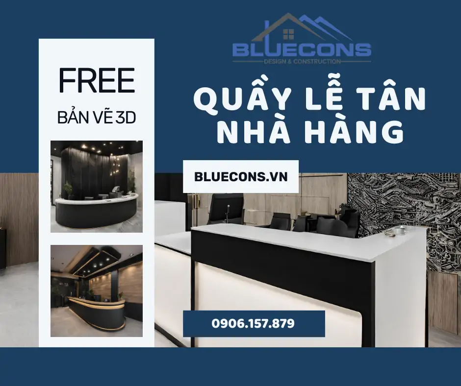 Quầy lễ tân nhà hàng đẹp cao cấp, thiết kế quầy lễ tân chuyên nghiệp 2024