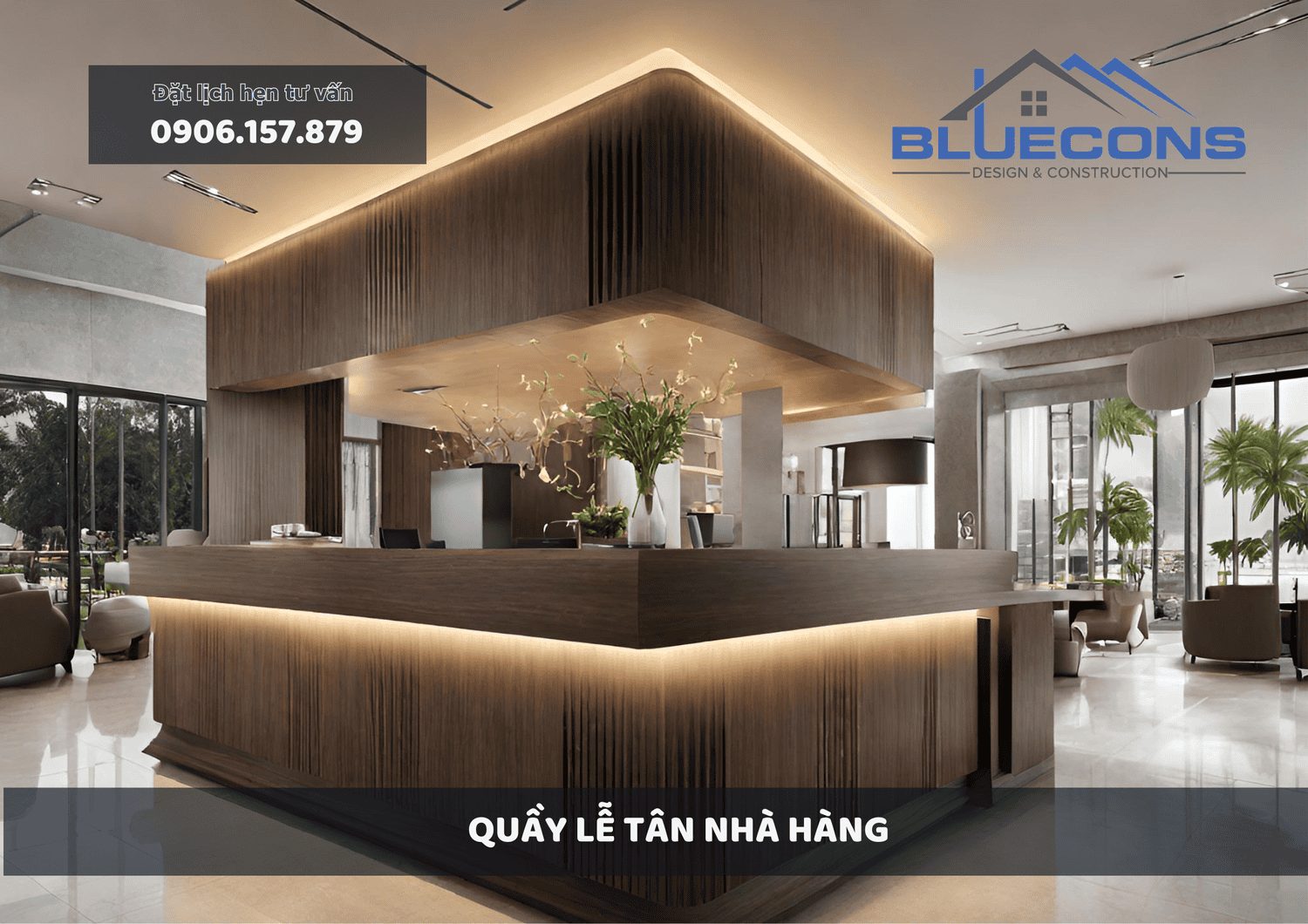 Quầy lễ tân nhà hàng đẹp cao cấp, thiết kế quầy lễ tân chuyên nghiệp 2024
