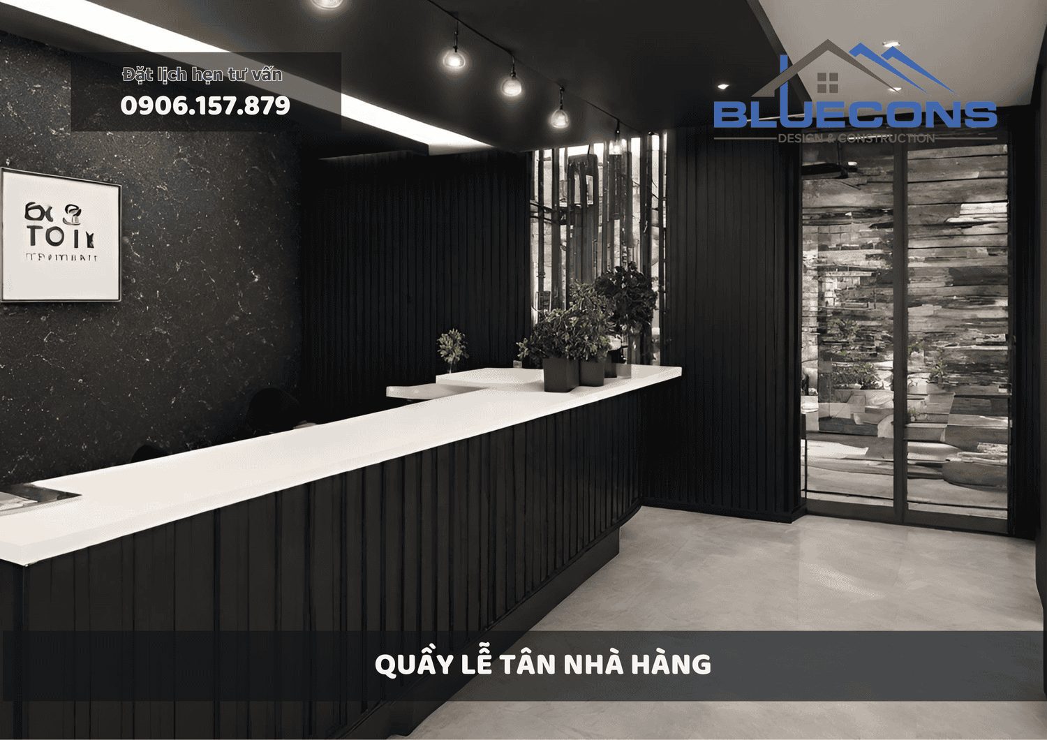 Quầy lễ tân nhà hàng đẹp cao cấp, thiết kế quầy lễ tân chuyên nghiệp 2024