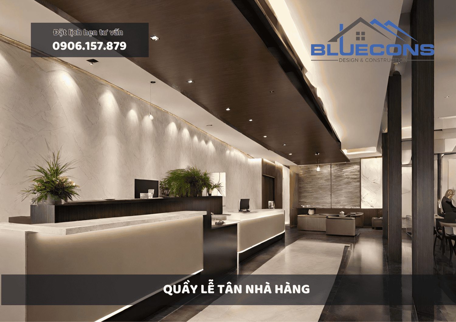 Quầy lễ tân nhà hàng đẹp cao cấp, thiết kế quầy lễ tân chuyên nghiệp 2024
