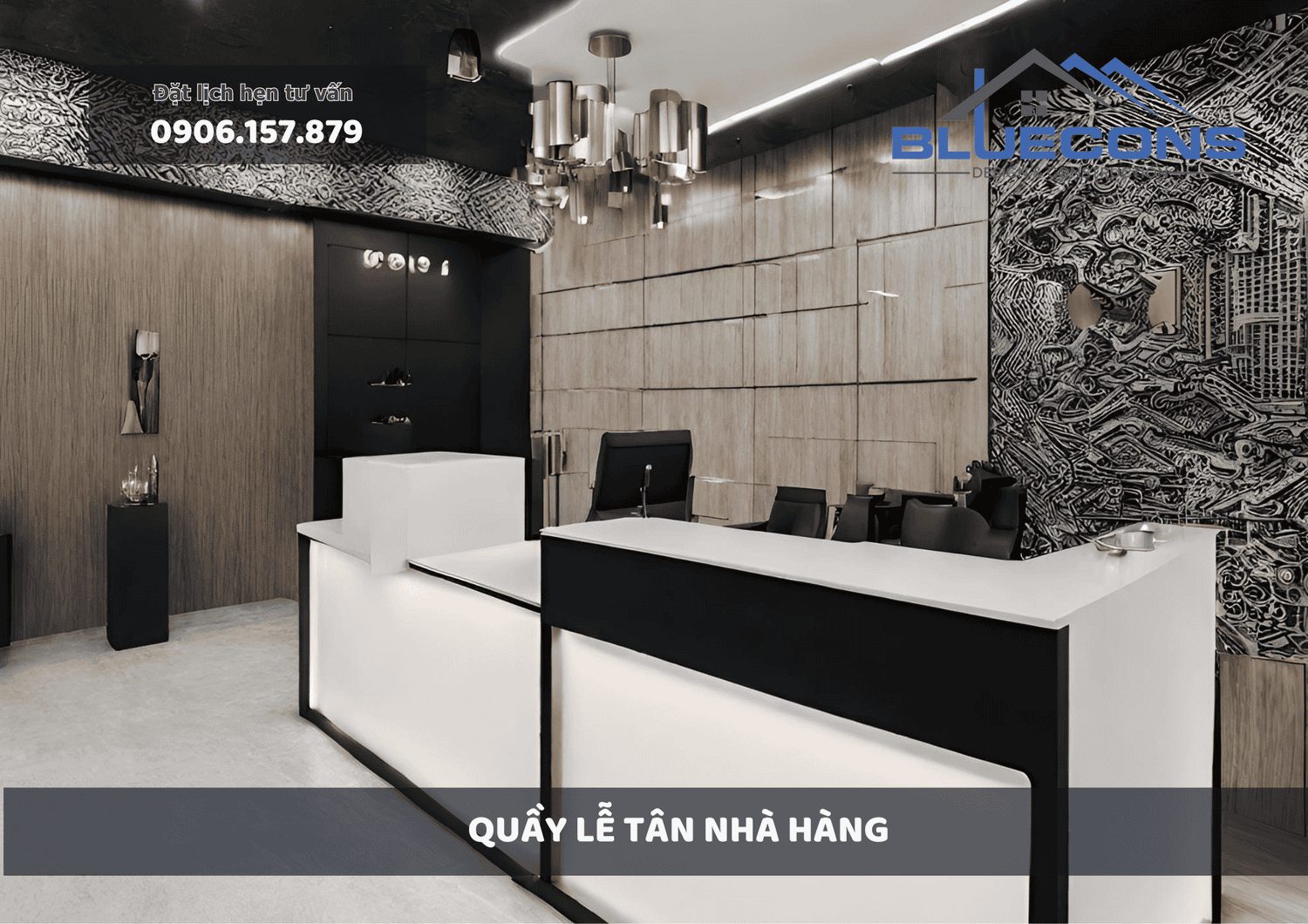 Quầy lễ tân nhà hàng đẹp cao cấp, thiết kế quầy lễ tân chuyên nghiệp 2024